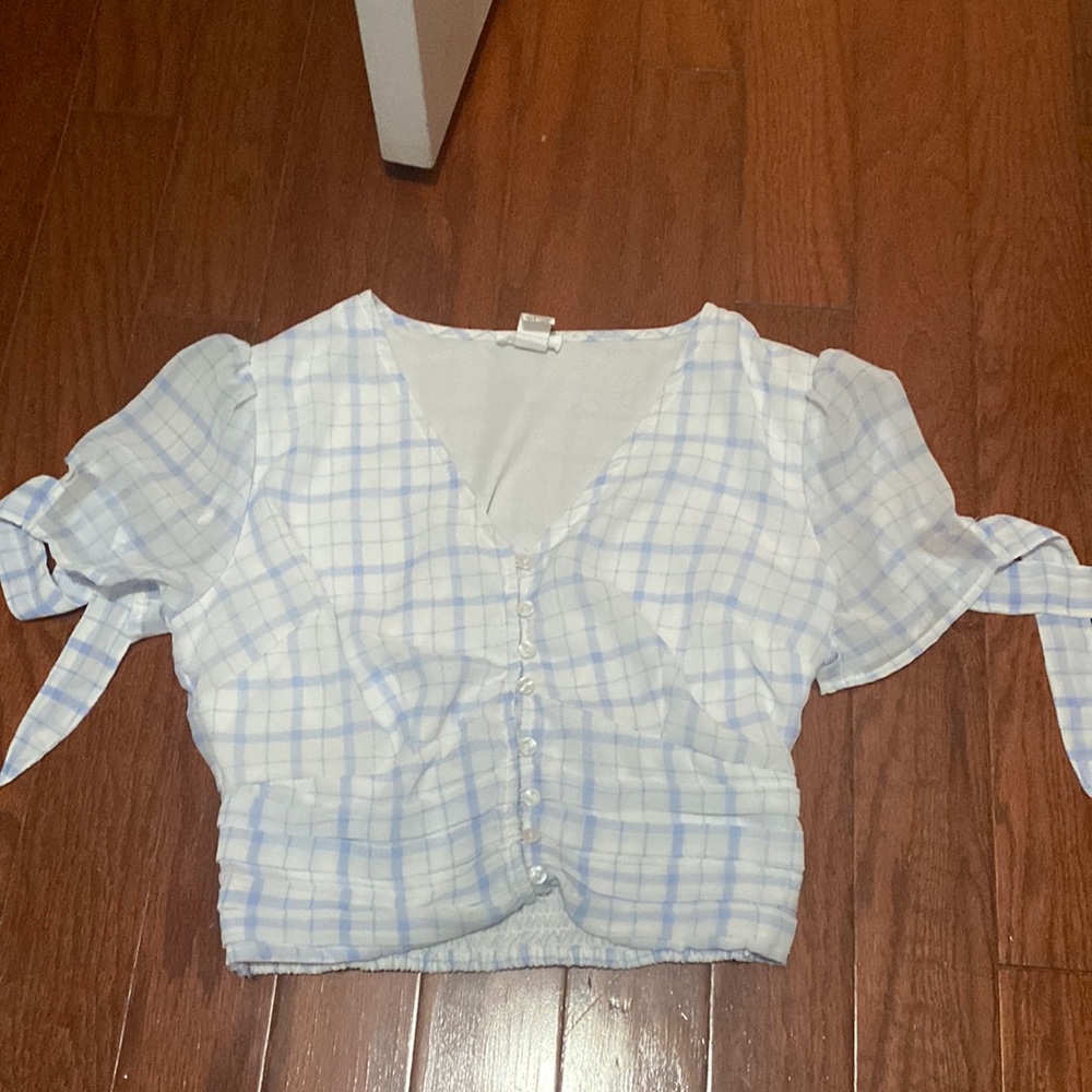 blue plaid crop